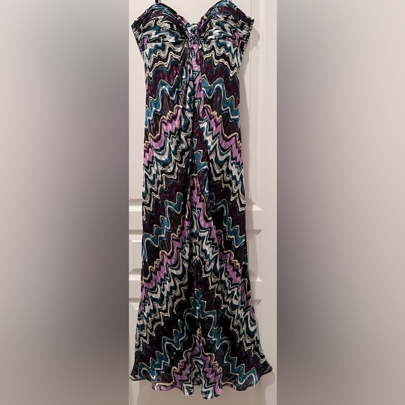 Laundry by Shelli Segal Sleeveless Silk Maxi Dress Striped Weave Abstract Print - Picture 3 of 11